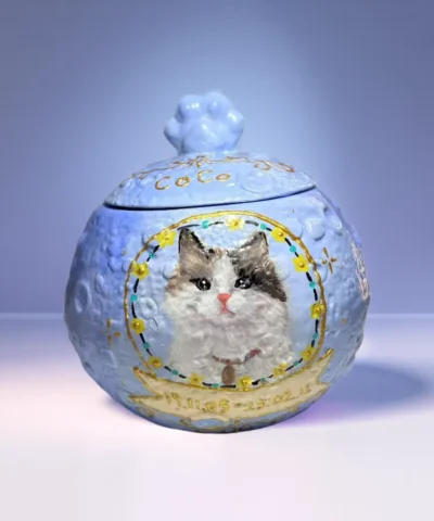 Custom Pet Urn Planet min prouduct image in blue color
