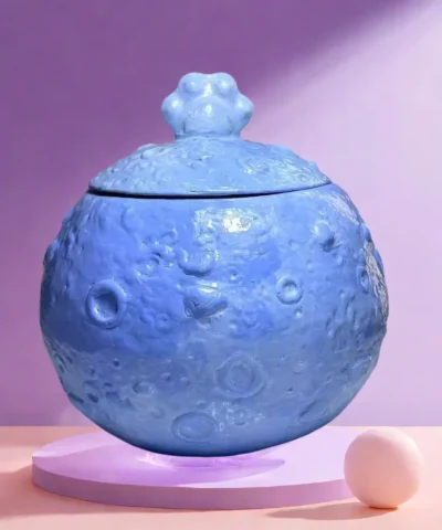 Custom Pet Urn Planet back view in blue color