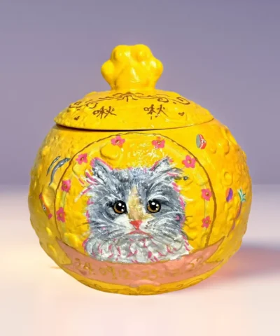 Custom Pet Urn Planet in yellow color